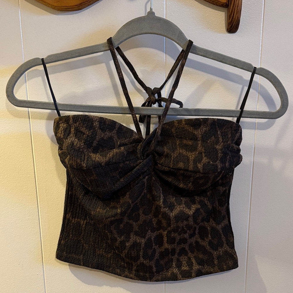 H&M Leopard Print Halter Top - Brown - Picture 4 of 7